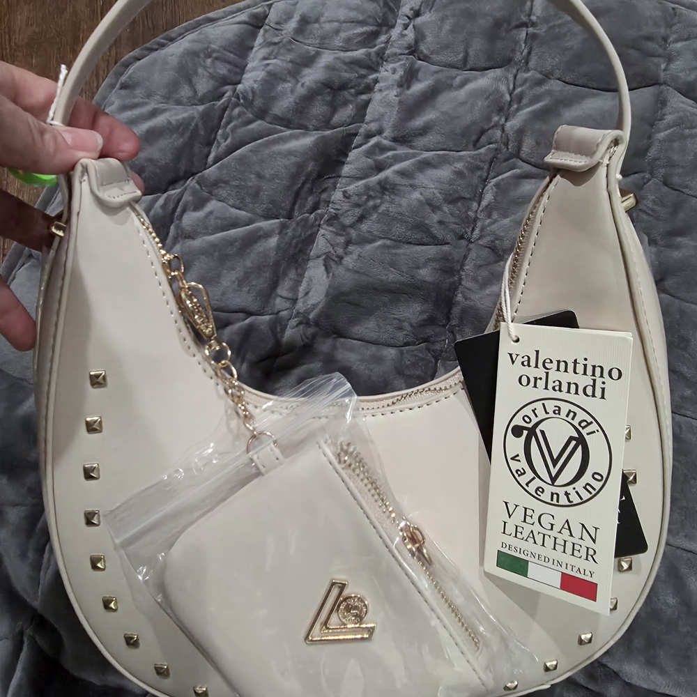 Valentino Orlandi White Vegan Leather Shoulder Bag